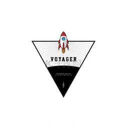 发射火箭图片_太空探索飞船徽章标签标志图标矢