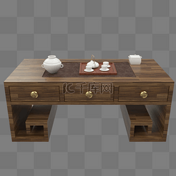 c4d家具素材图片_中式家具茶几C4D