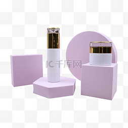 紫色摆件图片_化妆品讲台摆件几何纯色