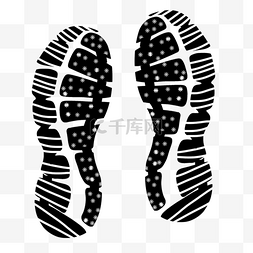 黑白鞋印图片_脚踏标记踪迹黑白鞋印