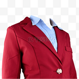 女式西服红西装蓝衬衫正装