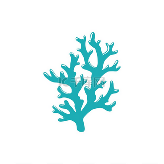 硬尖皮革珊瑚隔离图标的分支矢量手指蘑菇珊瑚边缘锋利海藻水生水下生物热带海底植物海洋水族馆和海底装饰生长在海底的皮珊瑚