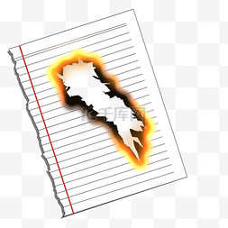 黑色火焰png图片_燃烧火焰白色笔记本纸撕纸