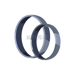 结婚戒指图标图片_一对银色或白金结婚戒指白色背景