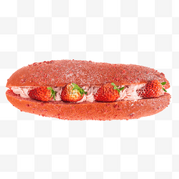 蛋糕甜点抠图图片_草莓奶油夹心面包