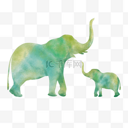 水彩晕染叠加动物大象
