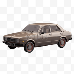 玩具车辆模型3D老式灰轿车