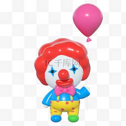 小丑气球图片_C4D立体小丑气球3D愚人节