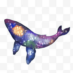 创意鲸鱼图片_海洋鲸鱼星空水彩画