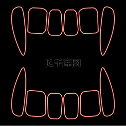 不朽图片_霓虹灯吸血鬼摇摇欲坠的红色矢量