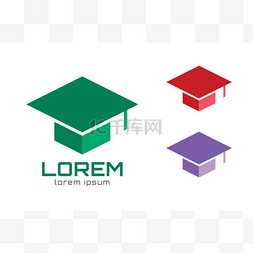 Graduation cap hat logo icon template. Colleg