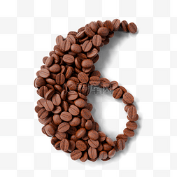 数字6创意图片_立体咖啡豆数字6