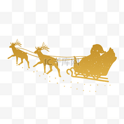 坐着雪橇图片_圣诞老人雪橇剪影金色发光