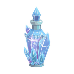 魔法水晶瓶图片_药水瓶矢量图标，玻璃瓶中带有雪