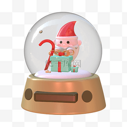 水晶球圣诞图片_3DC4D立体圣诞节雪人礼物水晶球