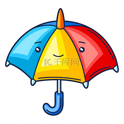 秋天气候图片_可爱的卡哇伊雨伞的插图。