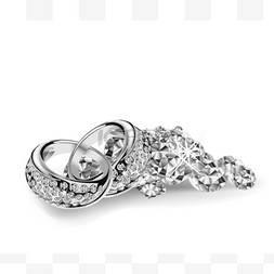 银矢量结婚戒指上的钻石