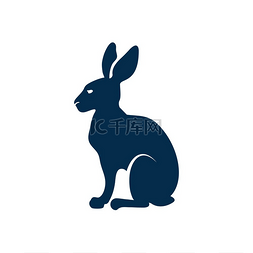 兔子隔离的黑色轮廓长耳朵的矢量
