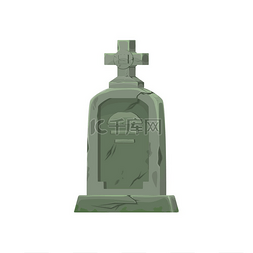 葬礼卡通图片_有石十字架的老坟墓，公墓纪念馆