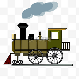 蒸汽火车绿色卡通复古