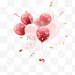 多彩花点图片_3d粉色立体生日派对气球束