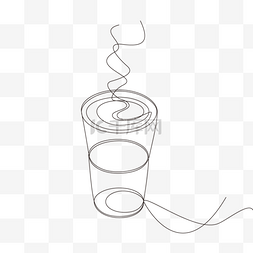 极简抽象线条画咖啡
