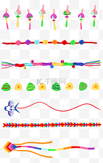 端午节新媒体分割线五色丝线民族风