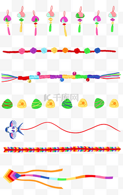 线风筝图片_端午节新媒体分割线五色丝线民族