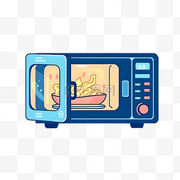 卡通扁平手绘打开的烤箱微波炉