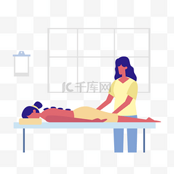 美容美体背景素材图片_年轻女人按摩石spa按摩概念插画