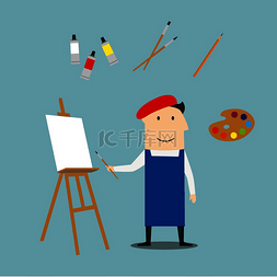 铅笔画家图片_艺术家职业概念与工匠在法国红色
