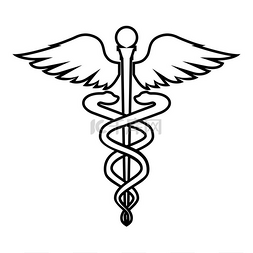 希腊符号图片_健康符号魔杖图标黑色矢量插图平