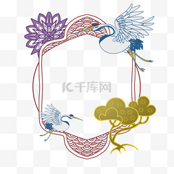 日本传统仙鹤花纹边框