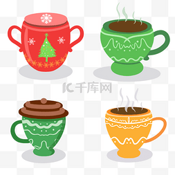瓷茶壶图片_圣诞节卡通热饮