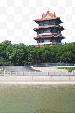中式河流图片_高塔中式建筑