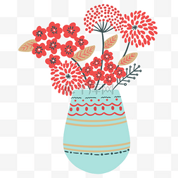 红色的花盆栽图片_花卉盆栽抽象斯堪的纳维亚风格家