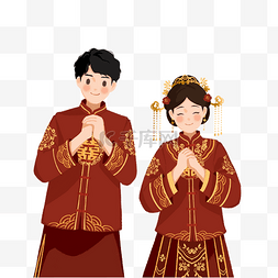 中式婚礼元素图片_中式新婚夫妻