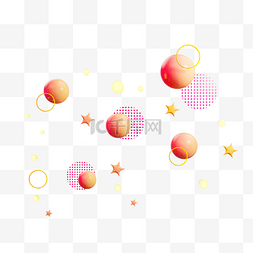 电商几何图片_电商红色圆球几何漂浮元素C4D