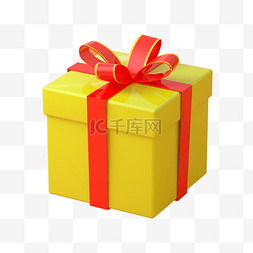 节日丝带礼盒图片_圣诞节新年节日送礼黄色红丝带可