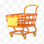 3DC4D立体超市购物橘色推车