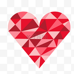 低端不规则长方形图片_红色低聚抽象立体爱心