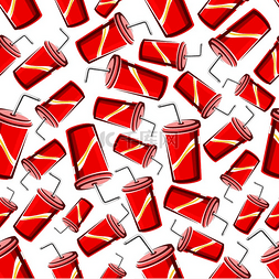 水红色的背景图片_快餐甜苏打饮料的背景是无缝图案