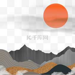 韩国风商务图片_太阳下的山脉韩国商务边框