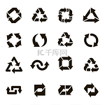 回收圆形图标回收箭头标志有机生态保护元素环境保护矢量隔离图标集废物管理标签可持续解决方案污染预防回收圆形图标回收箭头标志有机