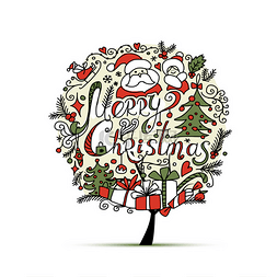 飞扬的雪花图片_圣诞树上，为您设计素描