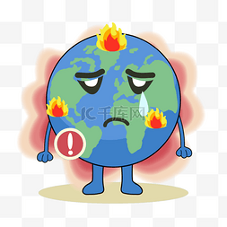 装饰地球图案图片_气候变化插画发热卡通地球
