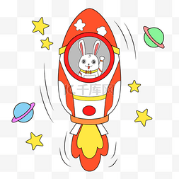 在宇宙飞船里的兔子动物宇航员