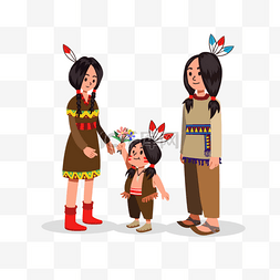 背影母亲背孩子图片_彩色印第安原住民形象