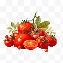 红色蔬菜图片_水果蔬菜西红柿圣女果手绘
