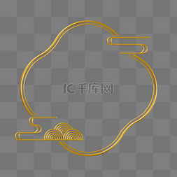 金色立体云朵图片_立体金边祥云古典浮雕边框